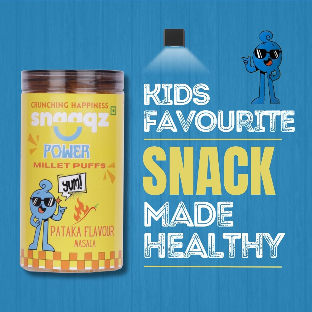 SNAAQZ Power Millet Puffs 120g – Healthy Crunchy Roasted Millet Snack