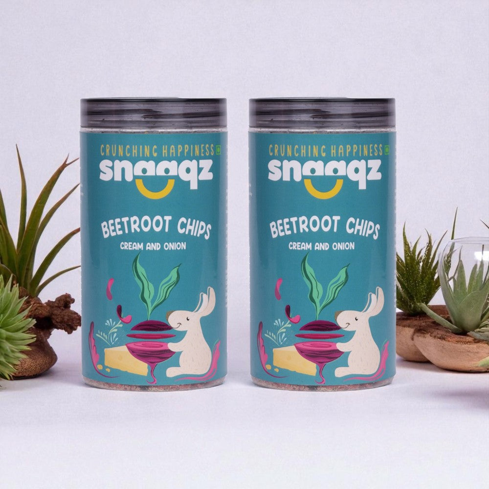 SNAAQZ Roasted Beetroot Chips Cream & Onion Flavor 150g for Guilt Free Snacking