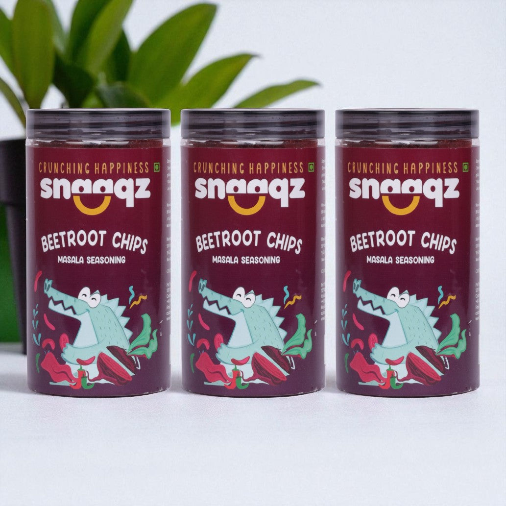 Buy SNAAQZ Beetroot Masala Chips Online – 150g Gluten Free Snack Pack