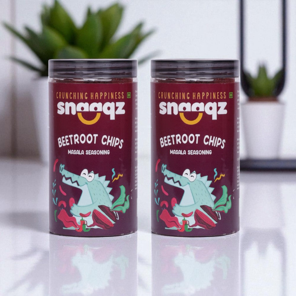 Buy SNAAQZ Beetroot Masala Chips Online – 150g Gluten Free Snack Pack