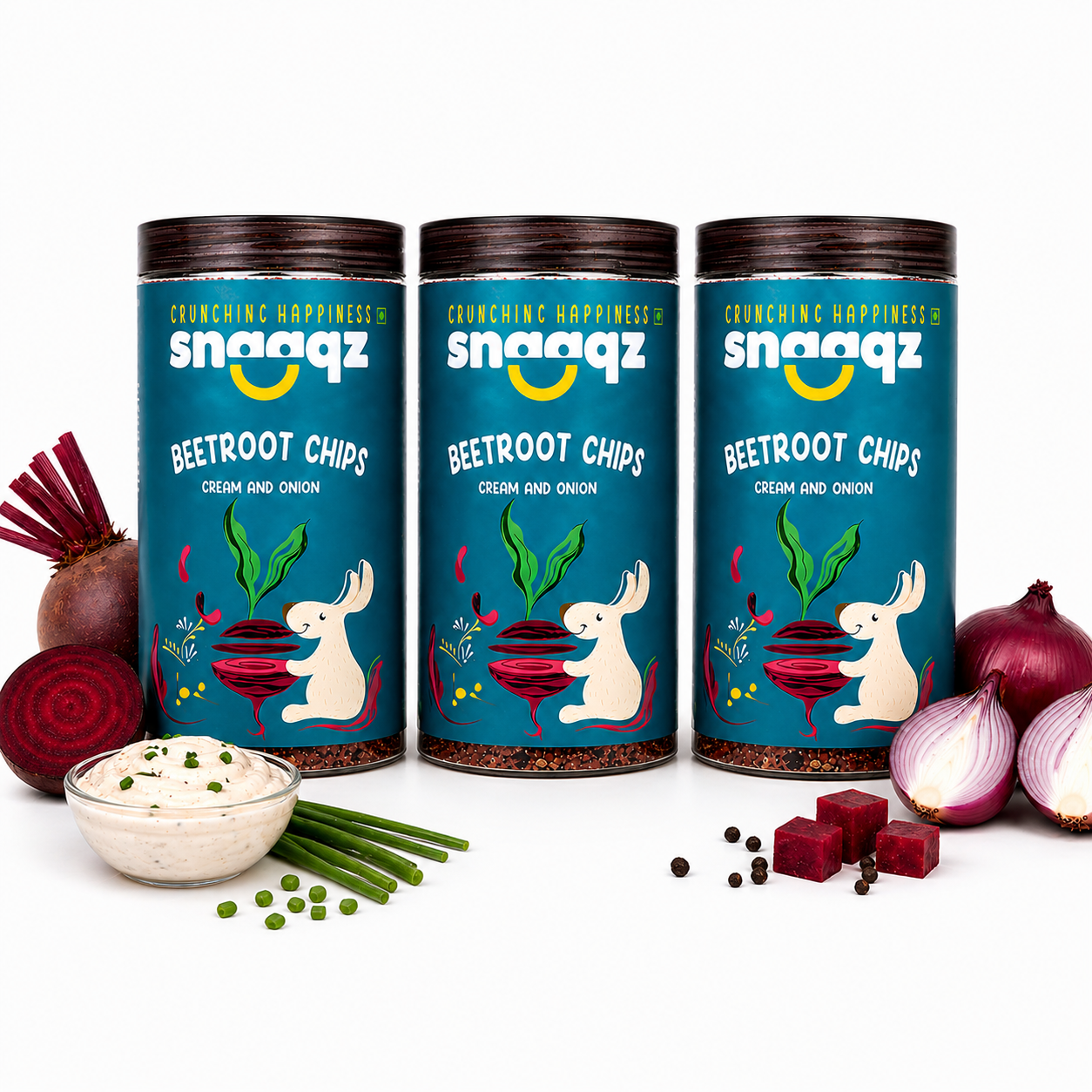 SNAAQZ Beetroot Cream & Onion Chips | 150 gms