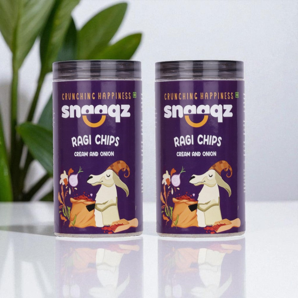 SNAAQZ Ragi Chips 150g Cream & Onion Flavor – High Fiber Millet Chips Pack