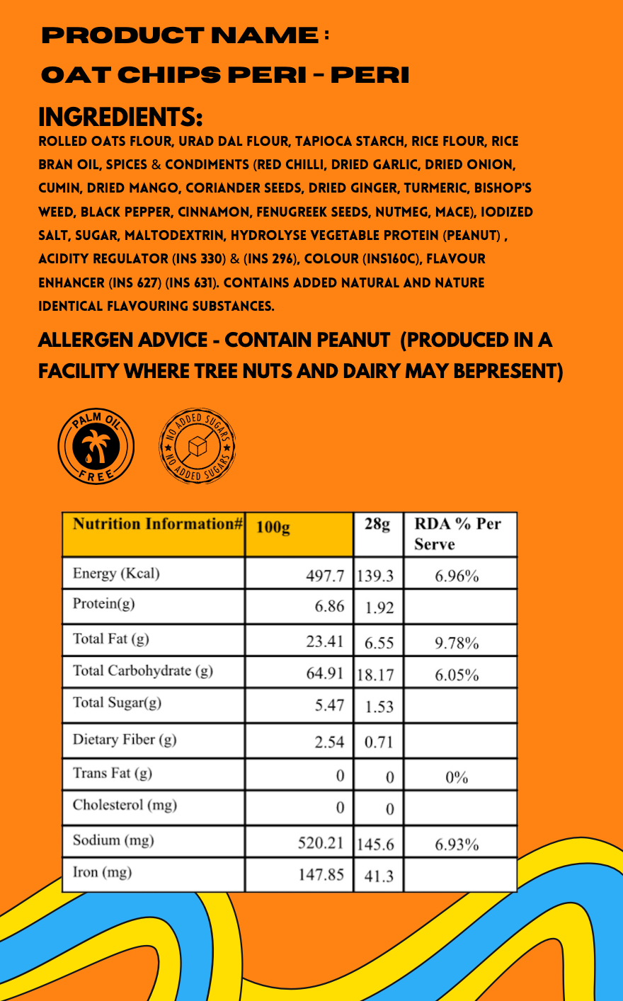Buy SNAAQZ Oats Chips Peri Peri Flavor 150g Online – Crunchy Gluten Free Snack
