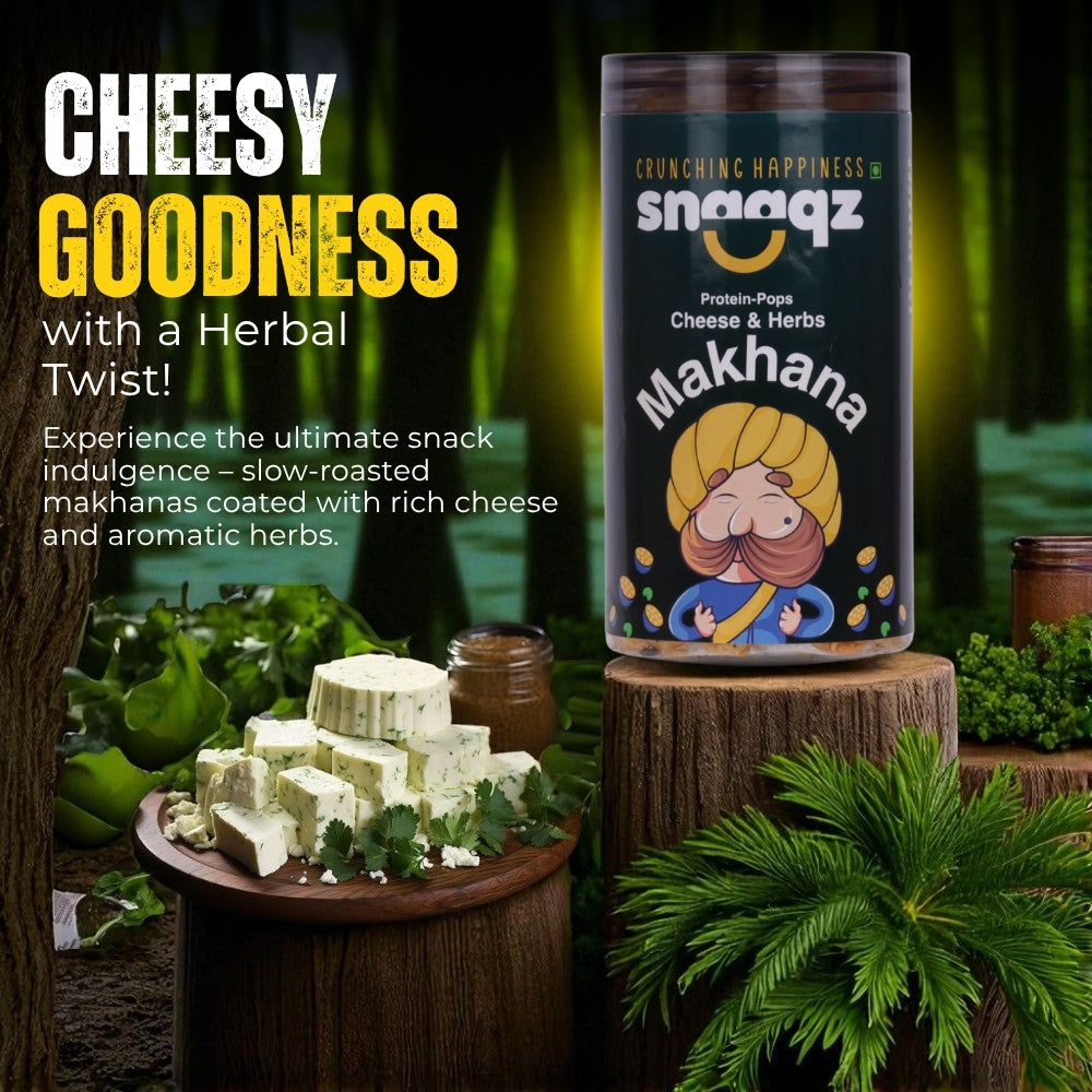 Crunchy SNAAQZ Roasted Makhana Cheese & Herbs 70g – High Protein Snack