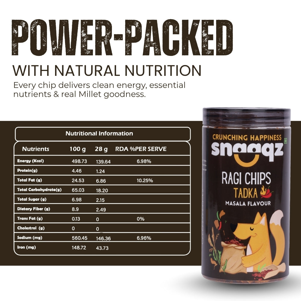 SNAAQZ Ragi Masala Chips 150g – Healthy Millet Based Crunchy Snack Pack