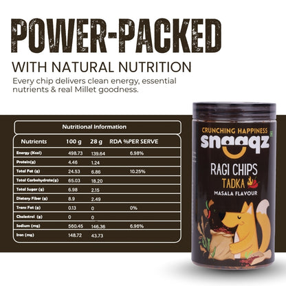 SNAAQZ Ragi Masala Chips 150g – Healthy Millet Based Crunchy Snack Pack