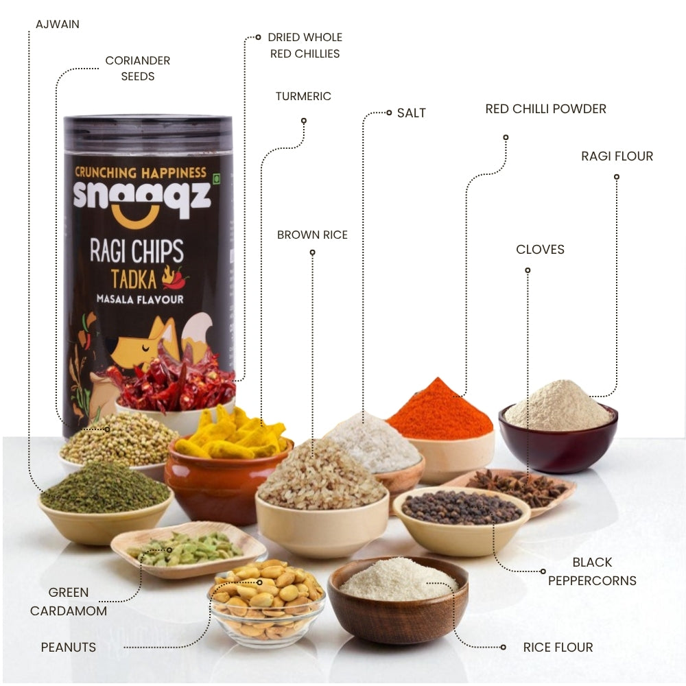 Roasted Ragi Masala Chips by SNAAQZ 150g – Guilt Free Millet Snack Pack