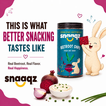 SNAAQZ Beetroot Cream & Onion Chips  | 150 gms