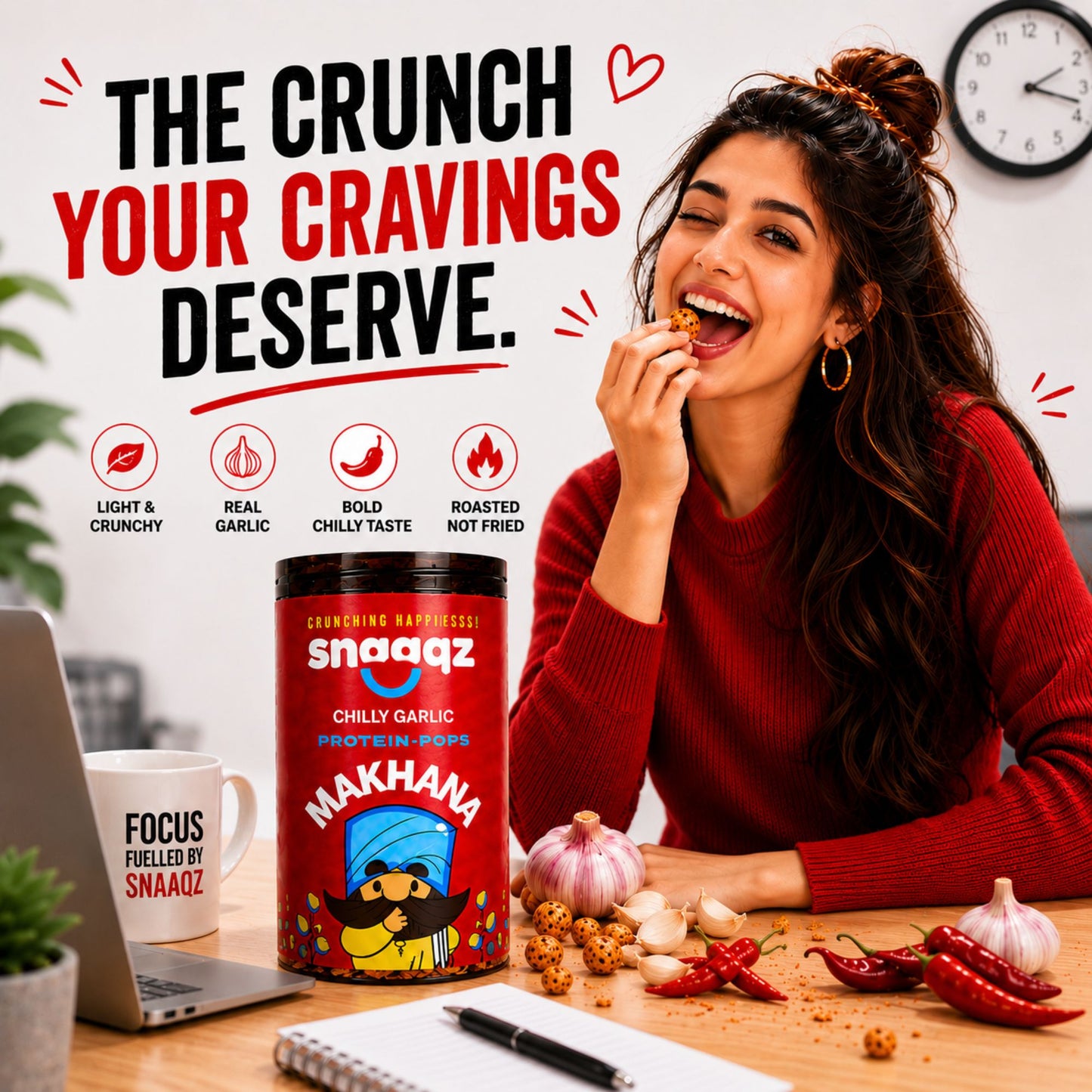 SNAAQZ Chilly Garlic Makhana | 70 gms