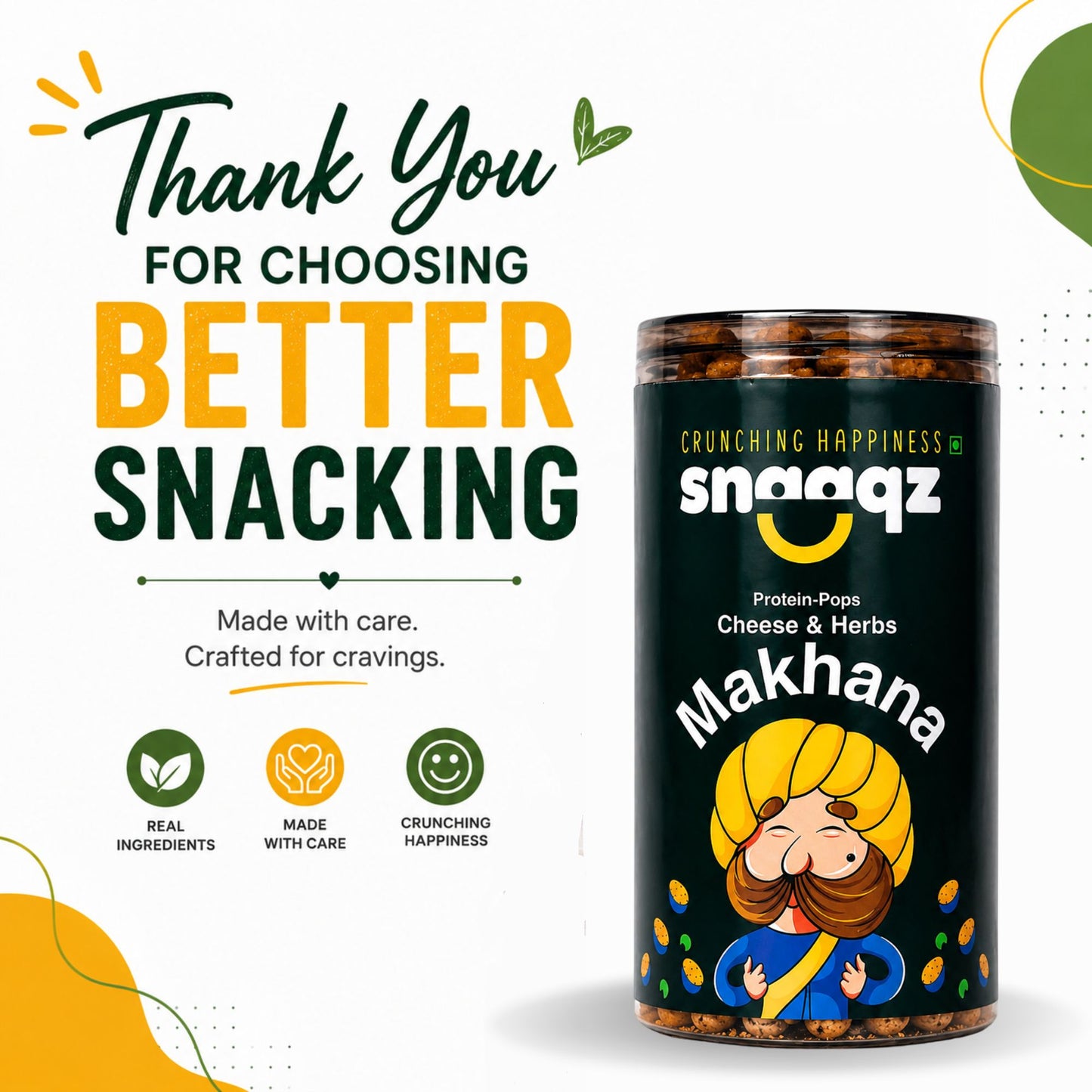 SNAAQZ Cheese & Herbs Makhana | 70 gms