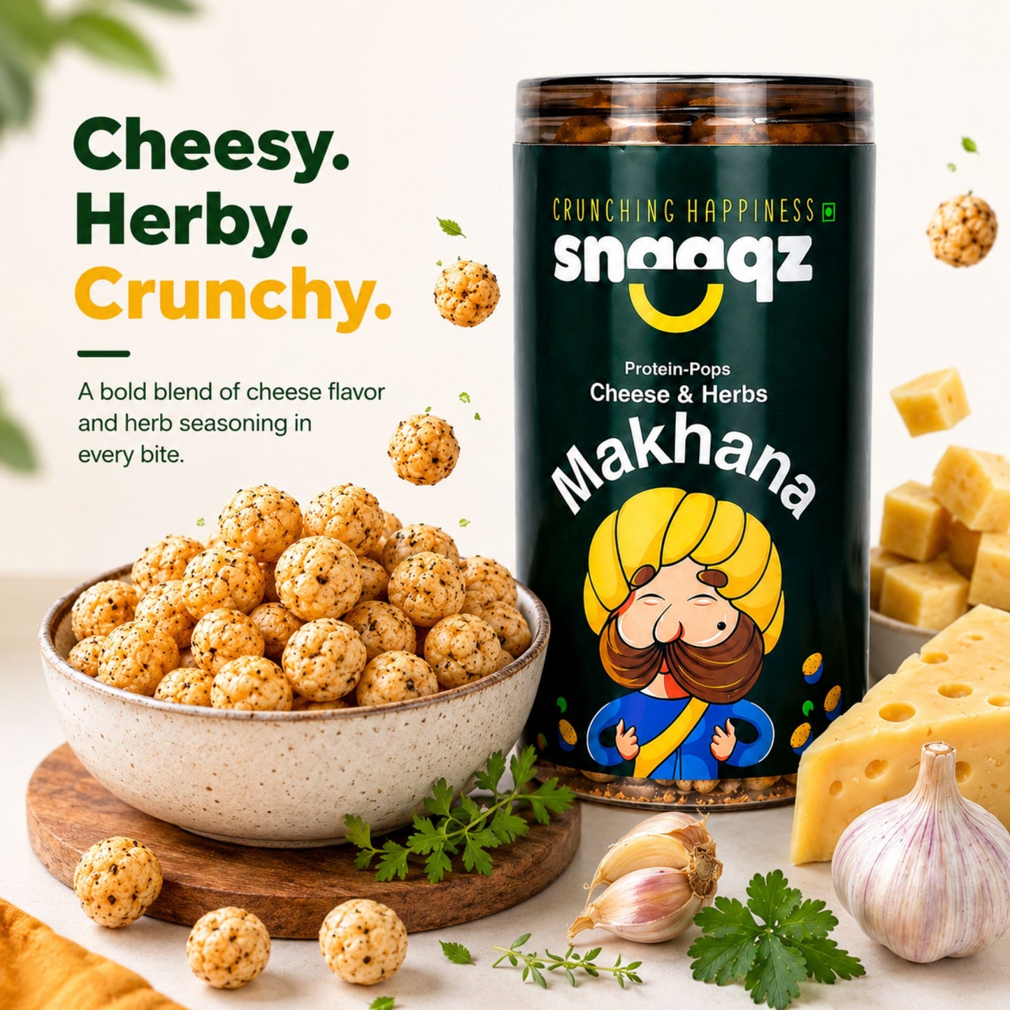 SNAAQZ Cheese & Herbs Makhana | 70 gms