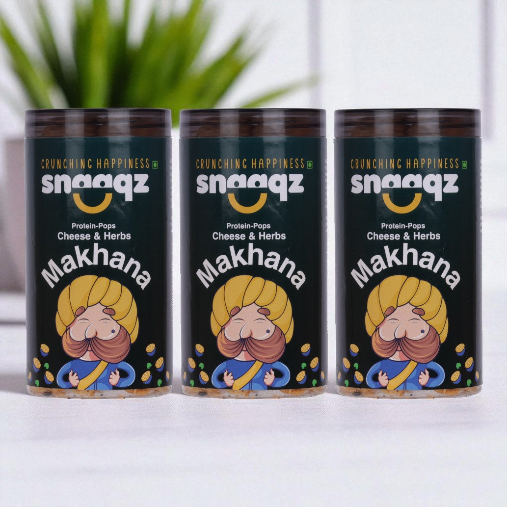 SNAAQZ Cheese & Herbs Makhana 70g – Healthy Roasted Lotus Seeds Snack