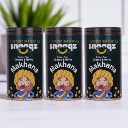 SNAAQZ Cheese & Herbs Makhana 70g – Healthy Roasted Lotus Seeds Snack