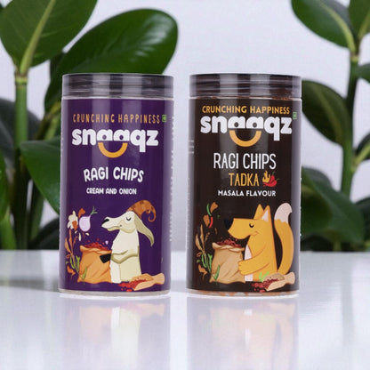 Healthy SNAAQZ Roasted Ragi Chips Cream & Onion 150g – Anytime Snacking Option