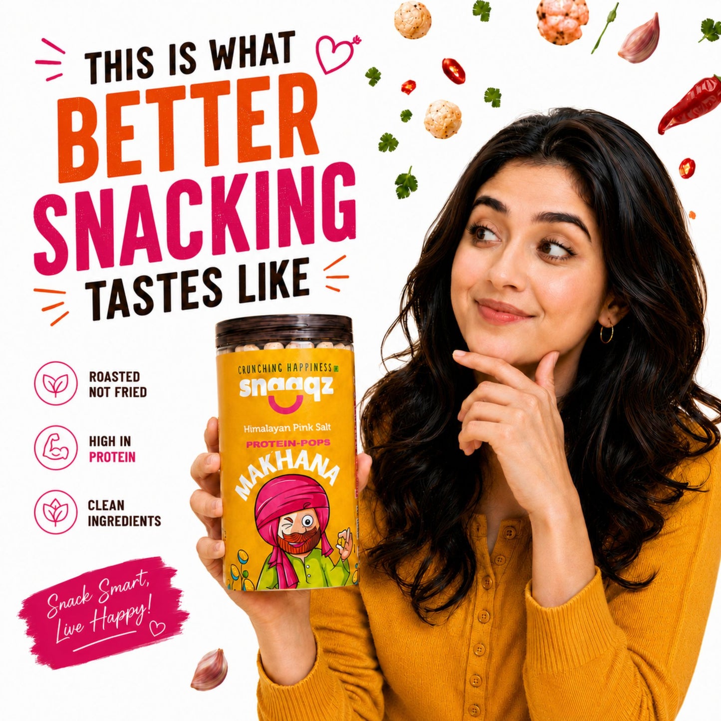 SNAAQZ Himalayan Pink Salt Makhana  | 70 gms