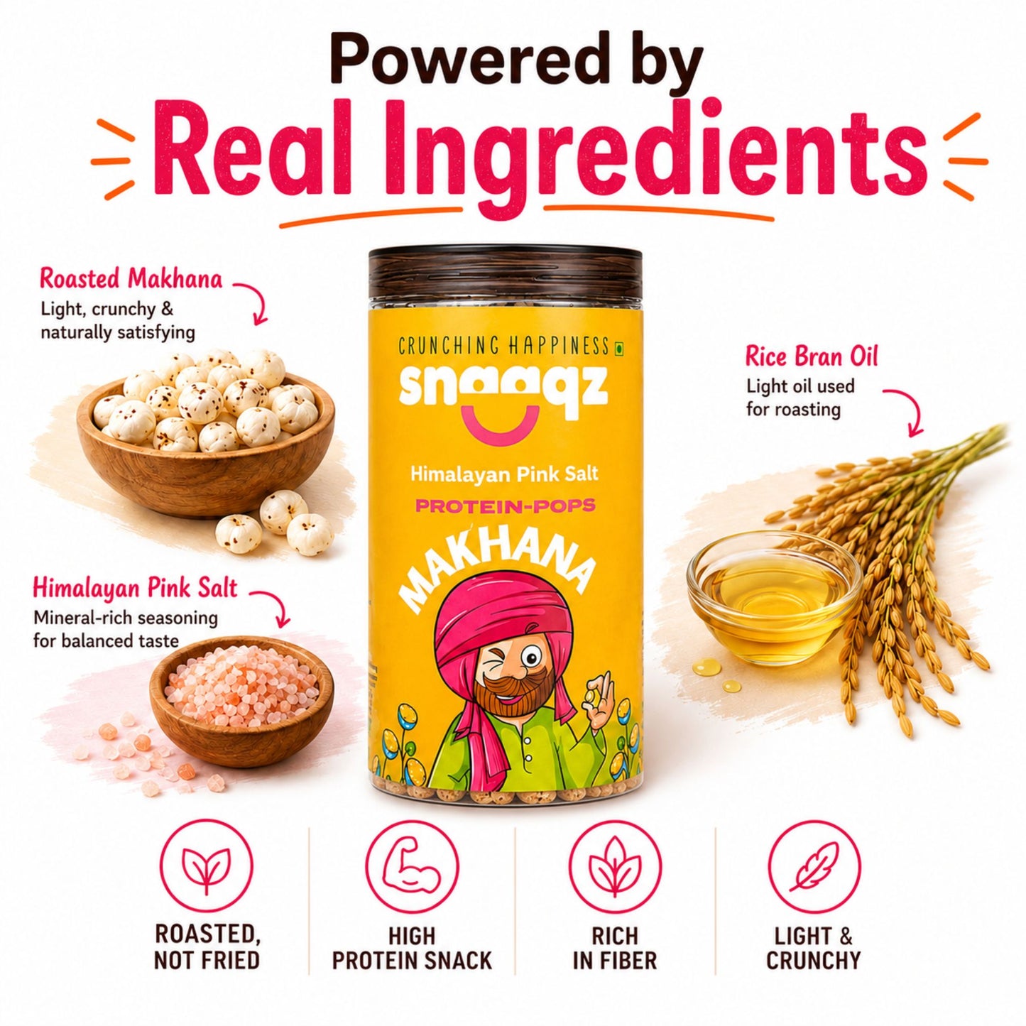 SNAAQZ Himalayan Pink Salt Makhana  | 70 gms
