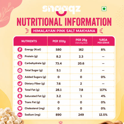 SNAAQZ Himalayan Pink Salt Makhana  | 70 gms