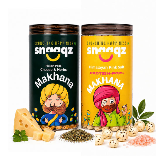 SNAAQZ Classic Makhana Duo Combo – Himalayan Pink Salt + Cheese & Herbs | 2 x 70 gms