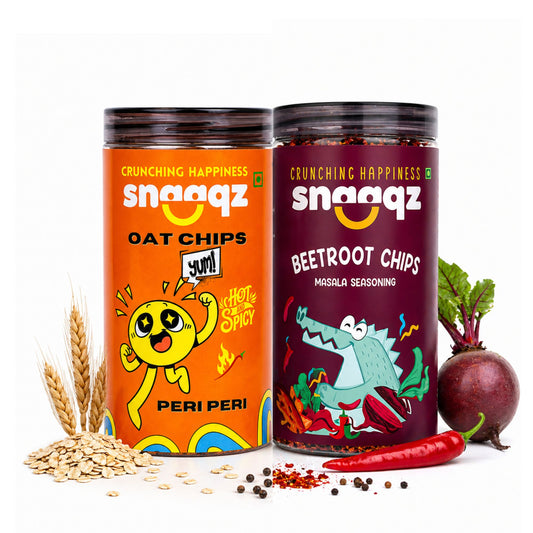 SNAAQZ Spicy Chips Combo – Beetroot Masala + Peri Peri Oat Chips | 2 x 150 gms