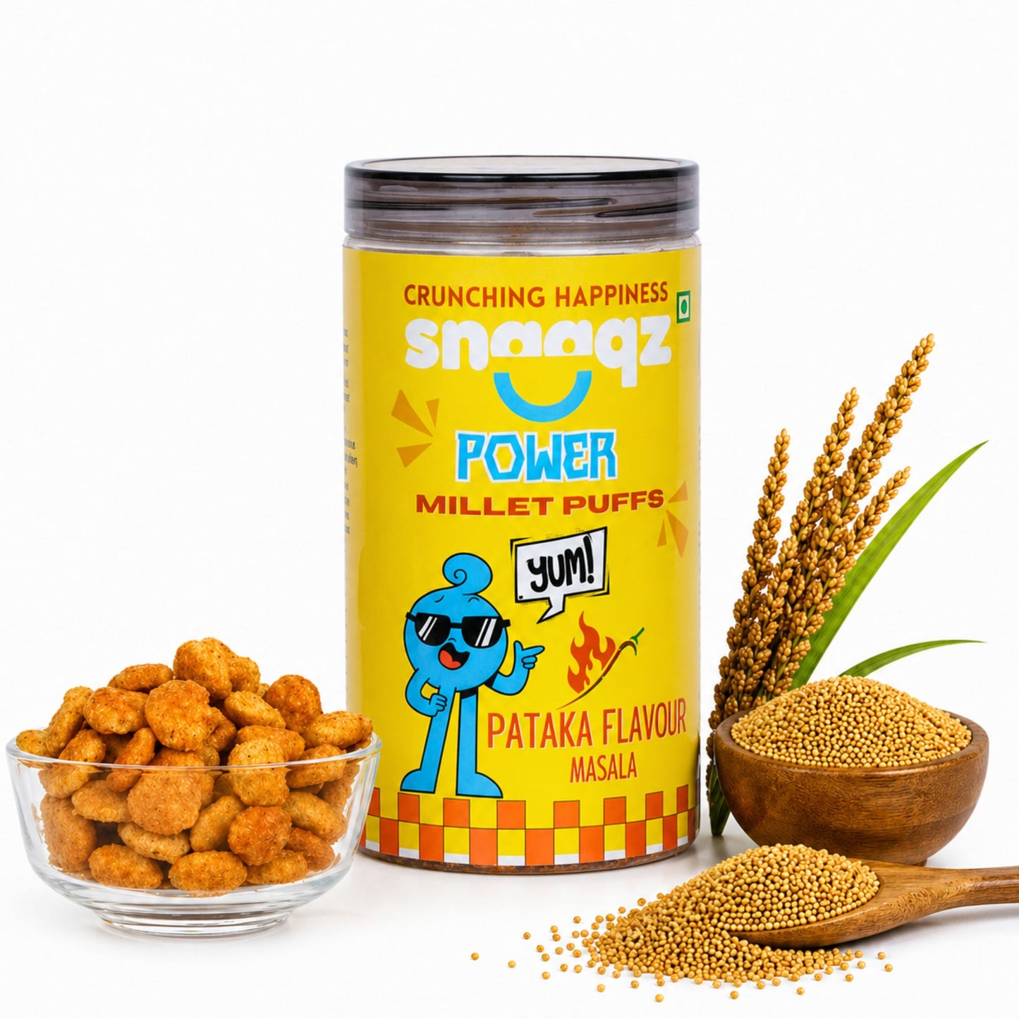 SNAAQZ Power Millet Puffs – Patakha Masala | 120 gms