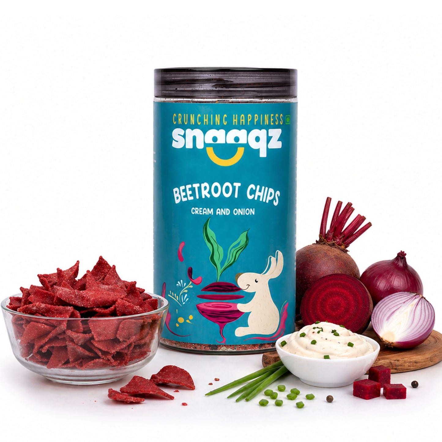 SNAAQZ Beetroot Cream & Onion Chips  | 150 gms