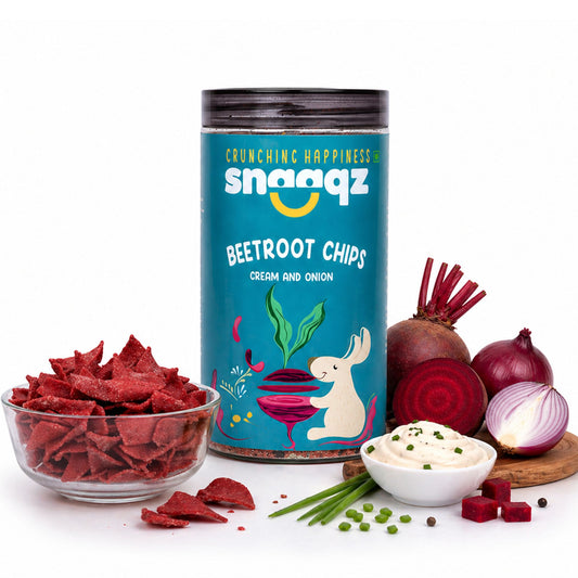 SNAAQZ Beetroot Cream & Onion Chips  | 150 gms