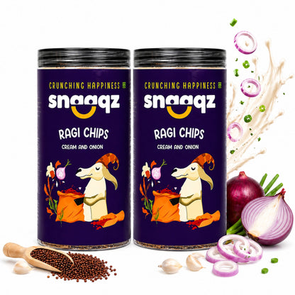 SNAAQZ Ragi Cream & Onion Chips | 150 gms