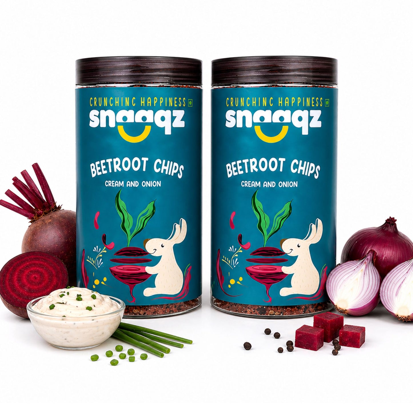 SNAAQZ Beetroot Cream & Onion Chips  | 150 gms
