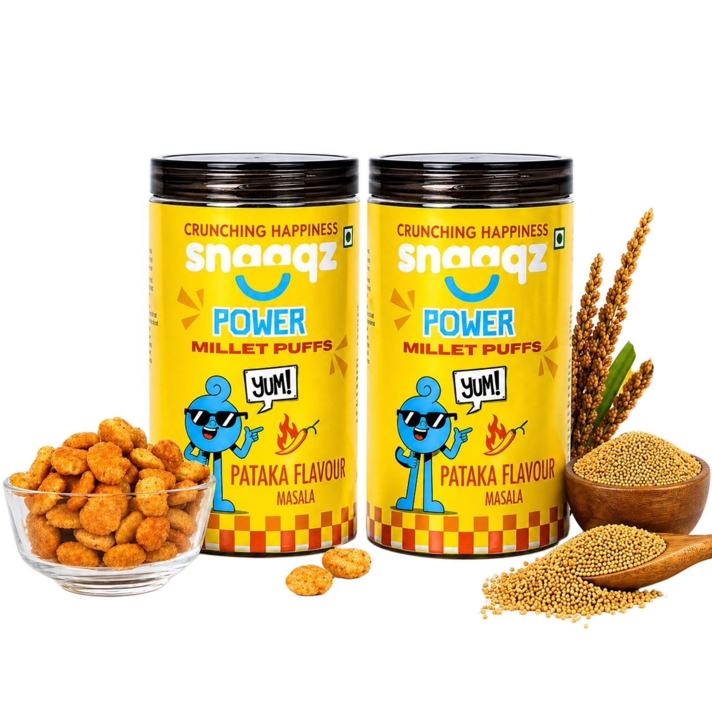 SNAAQZ Power Millet Puffs – Patakha Masala | 120 gms