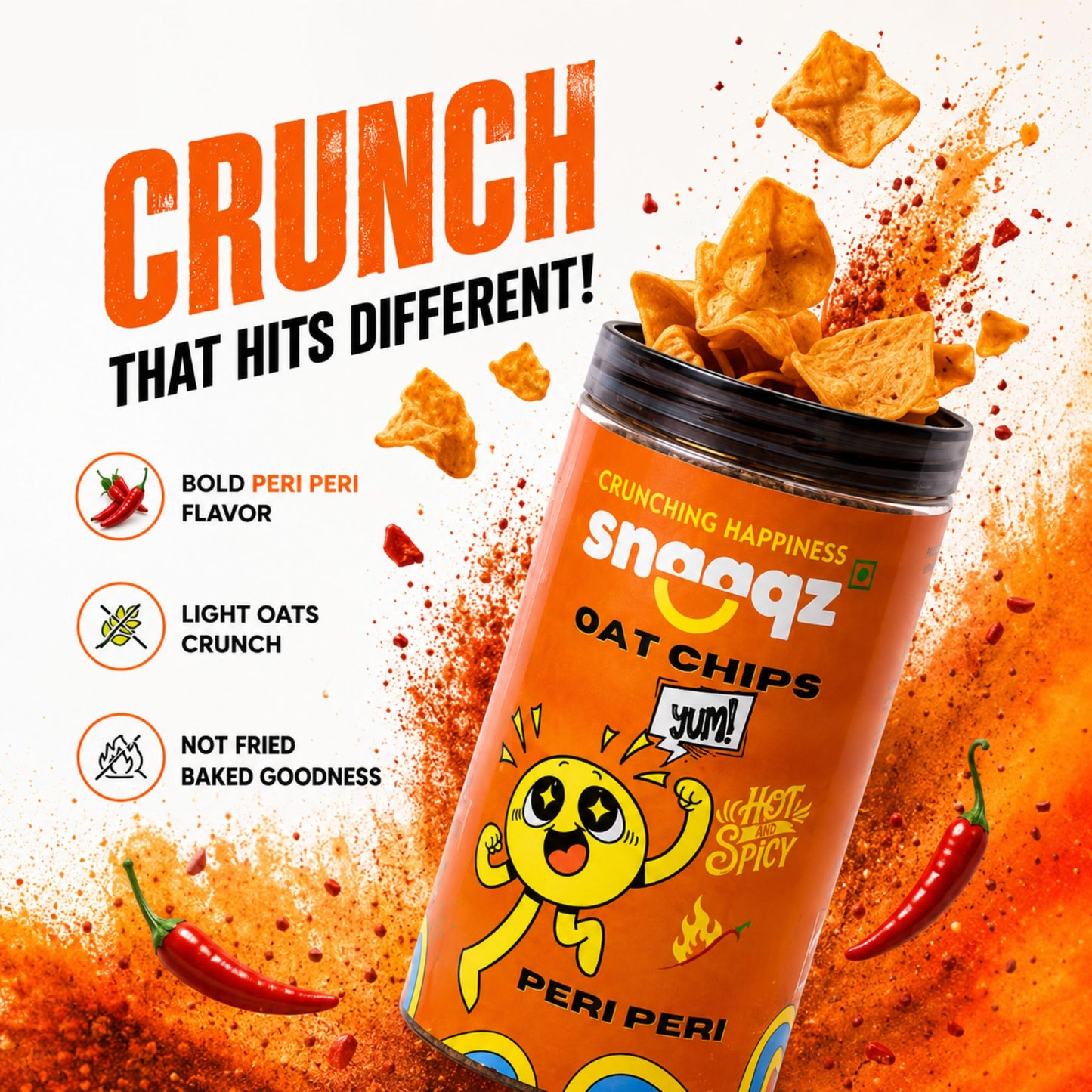 SNAAQZ Peri Peri Oat Chips| 150 gms
