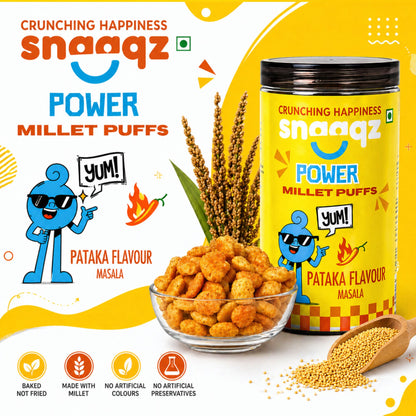 SNAAQZ Power Millet Puffs – Patakha Masala | 120 gms