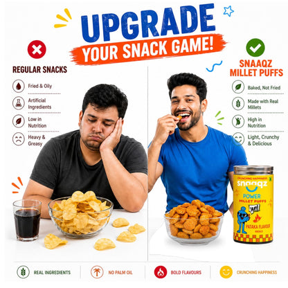 SNAAQZ Power Millet Puffs – Patakha Masala | 120 gms