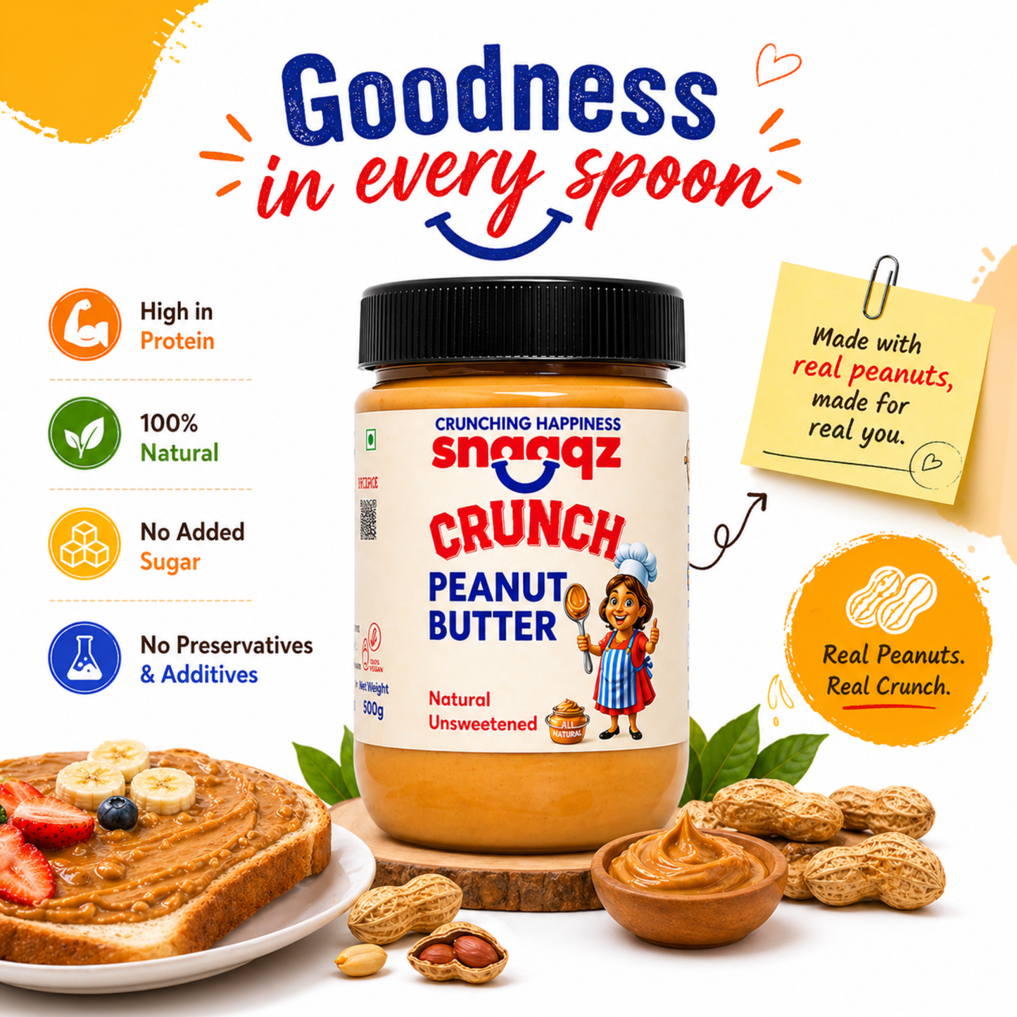 Natural Crunchy Peanut Butter 500gm