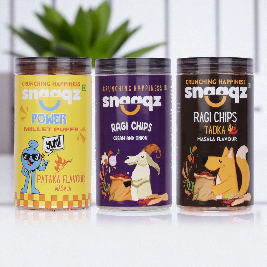 Buy SNAAQZ Roasted Ragi Chips Masala Flavor 150g Online – Gluten Free Snack